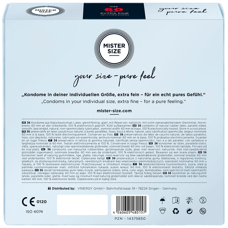 Mister Size XL Kondome 60 mm – 36er-Pack, ultradünn & sicher für sichere und sinnliche Momente