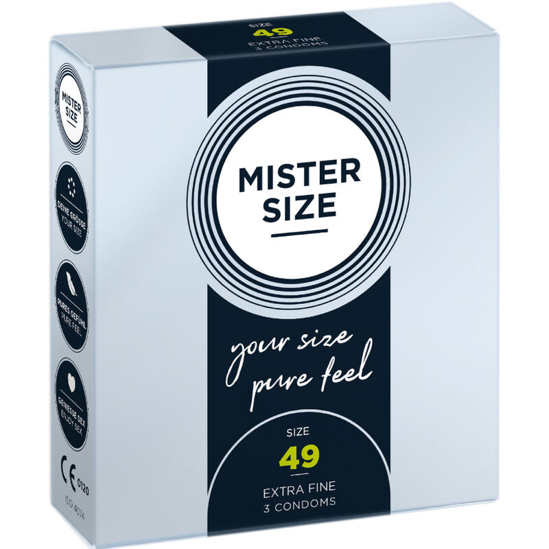 Enthalten in der Secret Pulse Mister Size Größen-Test Box: MISTER SIZE - KONDOMGRÖSSE S 49 MM (3 EINHEITEN)