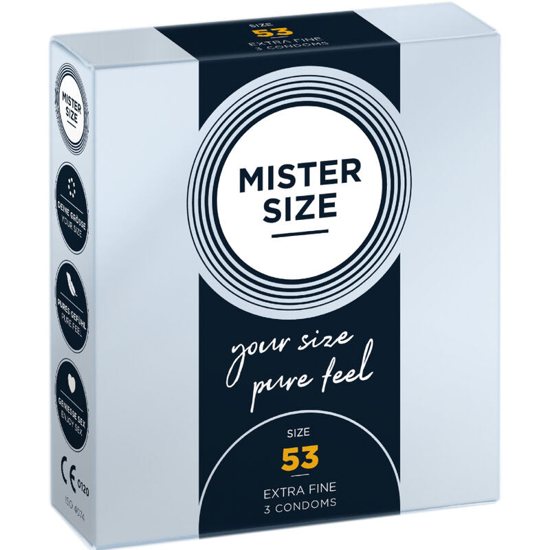 Enthalten in der Secret Pulse Mister Size Größen-Test Box: MISTER SIZE - KONDOMGRÖSSE M 53 MM (3 EINHEITEN)