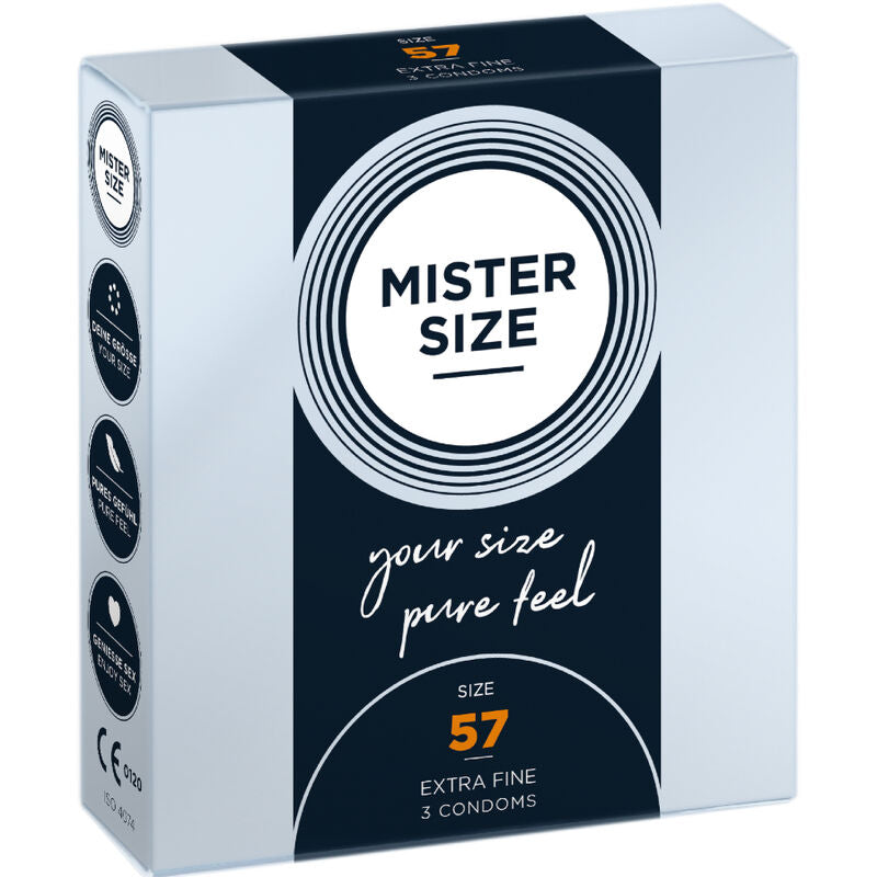 Enthalten in der Secret Pulse Mister Size Größen-Test Box: MISTER SIZE - KONDOMGRÖSSE L 57 MM (3 EINHEITEN)