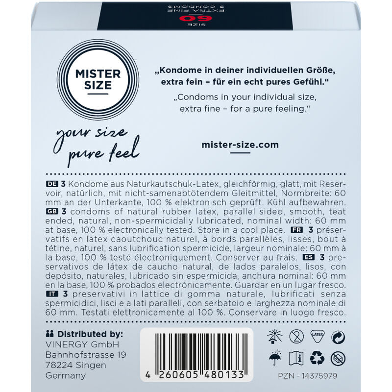 Mister Size XL Kondome 60 mm – 3er-Pack, ultradünn & rutschfest für sichere und sinnliche Momente