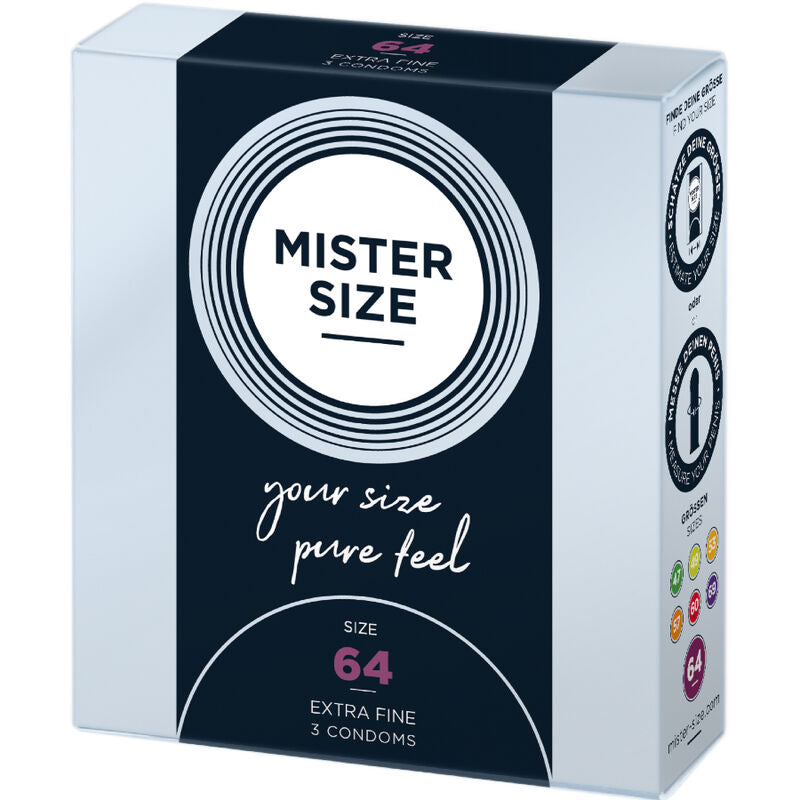 MISTER SIZE - KONDOME GRÖSSE XXL 64 MM (3 EINHEITEN) Produktverpackung und Details