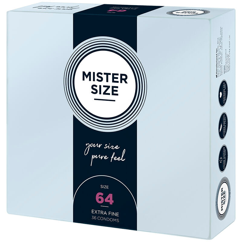 MISTER SIZE - KONDOME GRÖSSE XXL 64 MM (36 EINHEITEN) Produktverpackung und Details