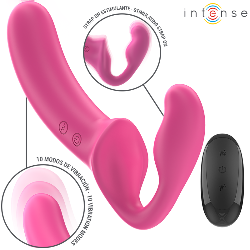 INTENSE Amy Doppelvibrator 20 cm – Rosa, Fernbedienung, 10 Vibrationsmodi – Vibrator Bild 1