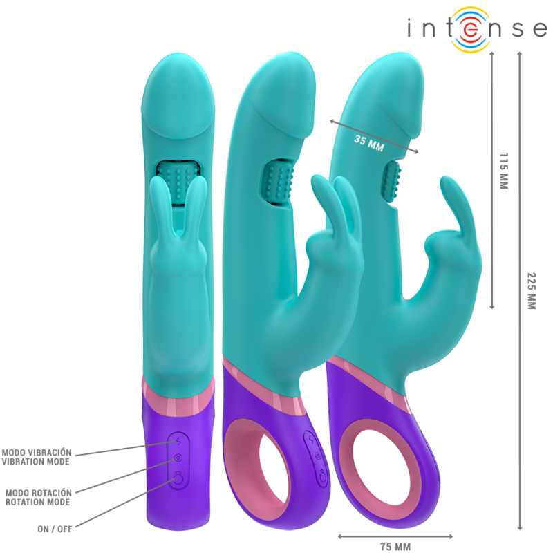 Intense Monica Rabbit Vibrator 22,5 cm – G-Punkt rotierend, 14 Vibrationsmodi, wasserdicht für intensive Stimulation und Self-Love