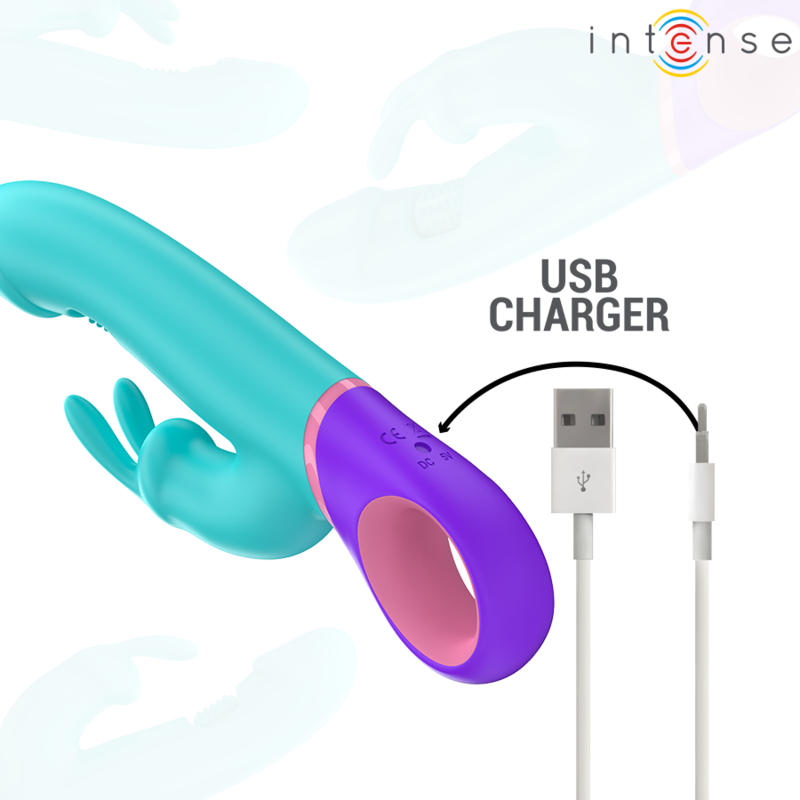 Intense Monica Rabbit Vibrator 22,5 cm – G-Punkt rotierend, 14 Vibrationsmodi, wasserdicht Produktansicht und Details