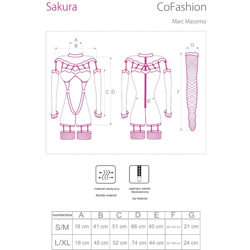 LIVCO CORSETTI FASHION - SAKURA CF 90357 JUMPSUIT + LANGE HANDSCHUHE + STRUMPFGÜRTEL SCHWARZ L/XL für sinnliche Momente
