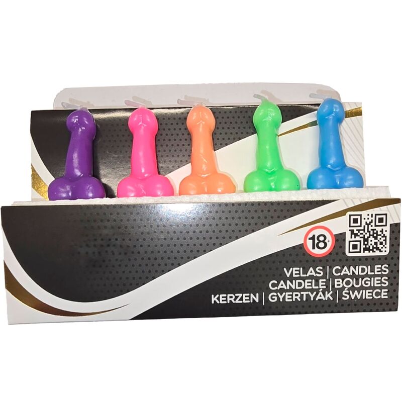 DIABLO PICANTE – 5 Penis-Kerzen Box | Lustiges Party-Accessoire Set Produktansicht