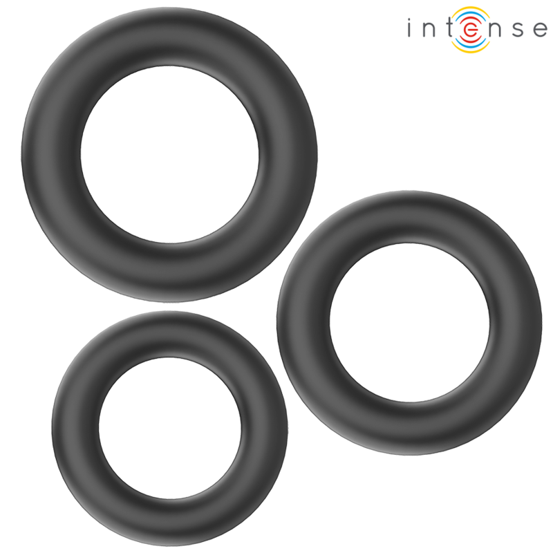 INTENSE - HUGH 3 BASIC PENISRINGE AUS SILIKON SCHWARZ Produktansicht und Details