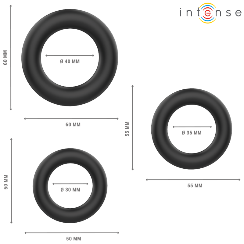 INTENSE - HUGH 3 BASIC PENISRINGE AUS SILIKON SCHWARZ Penisring diskret online kaufen