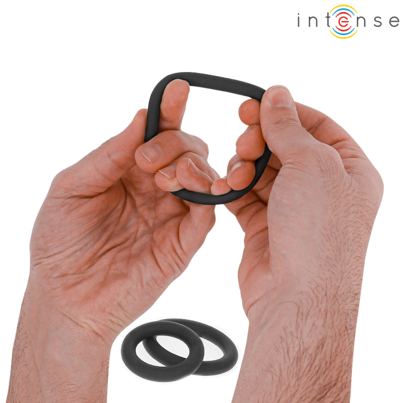 INTENSE - HUGH 3 BASIC PENISRINGE AUS SILIKON SCHWARZ Produktansicht und Details