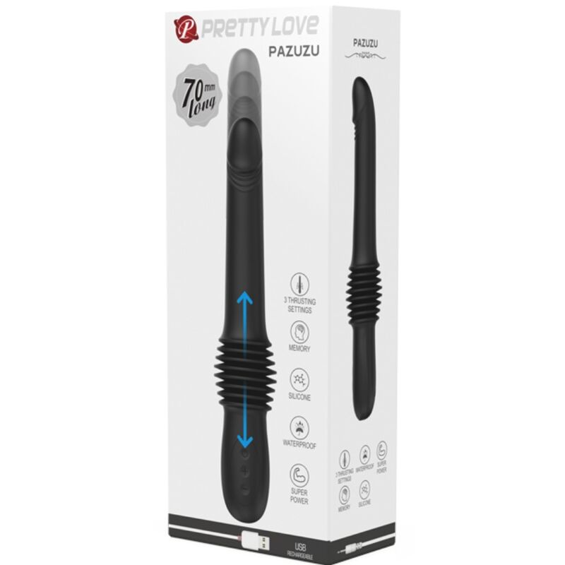 PRETTY LOVE - PAZUZU VIBRATOR 3 STOSSMODI SCHWARZ Produktansicht und Details