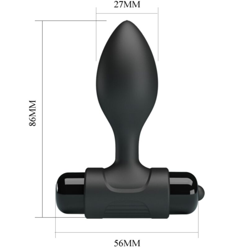 PRETTY LOVE - VIBRA BUTT 10 VIBRATIONEN ANALSTECKER SCHWARZ Produktansicht und Details