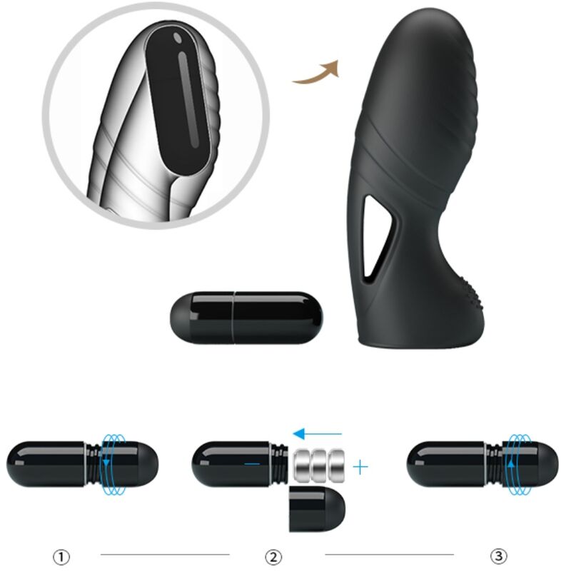PRETTY LOVE - ALAN SILIKON-FINGERVIBRATOR SCHWARZ Produktansicht und Details