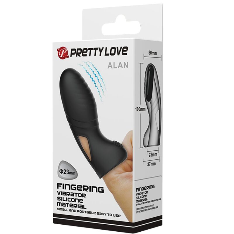 PRETTY LOVE - ALAN SILIKON-FINGERVIBRATOR SCHWARZ hochwertiges Sextoy bei Secret Pulse