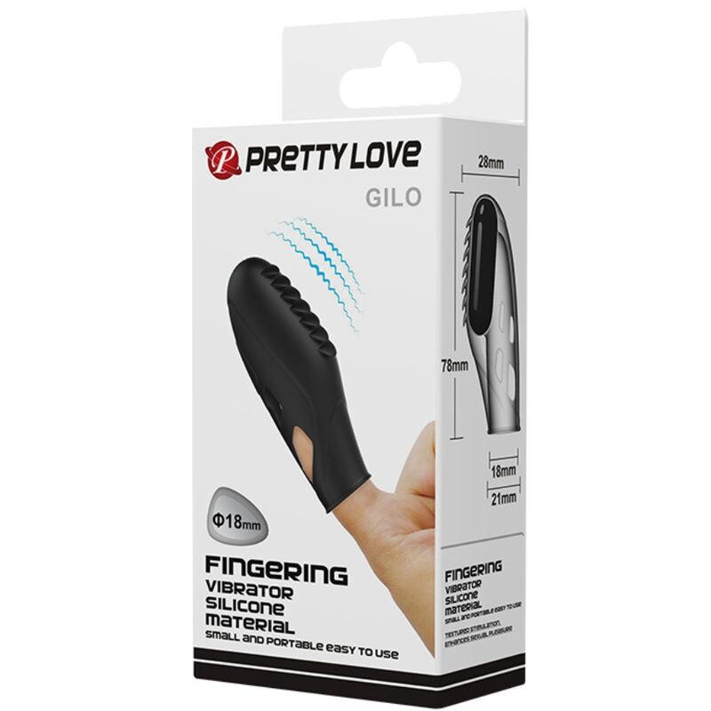 PRETTY LOVE - GILO SILIKON-FINGERVIBRATOR SCHWARZ Produktansicht und Details
