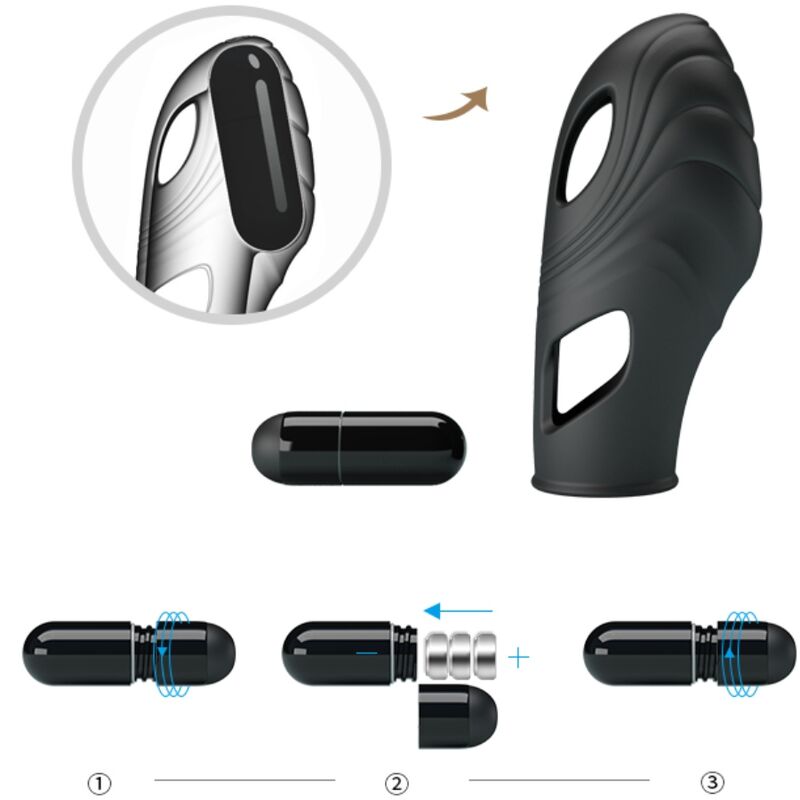 PRETTY LOVE - LICH SILIKON-FINGERVIBRATOR SCHWARZ Produktansicht und Details