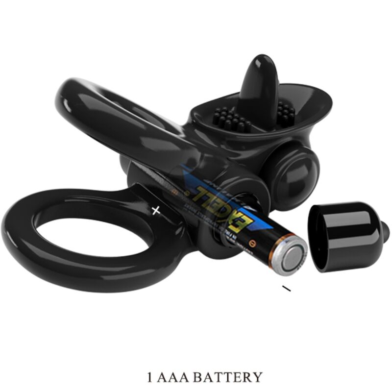 PRETTY LOVE - PASSIONATE RING DOPPELTER VIBRATIONSRING + KLITORIS-STIMULATOR SCHWARZ Produktansicht und Details