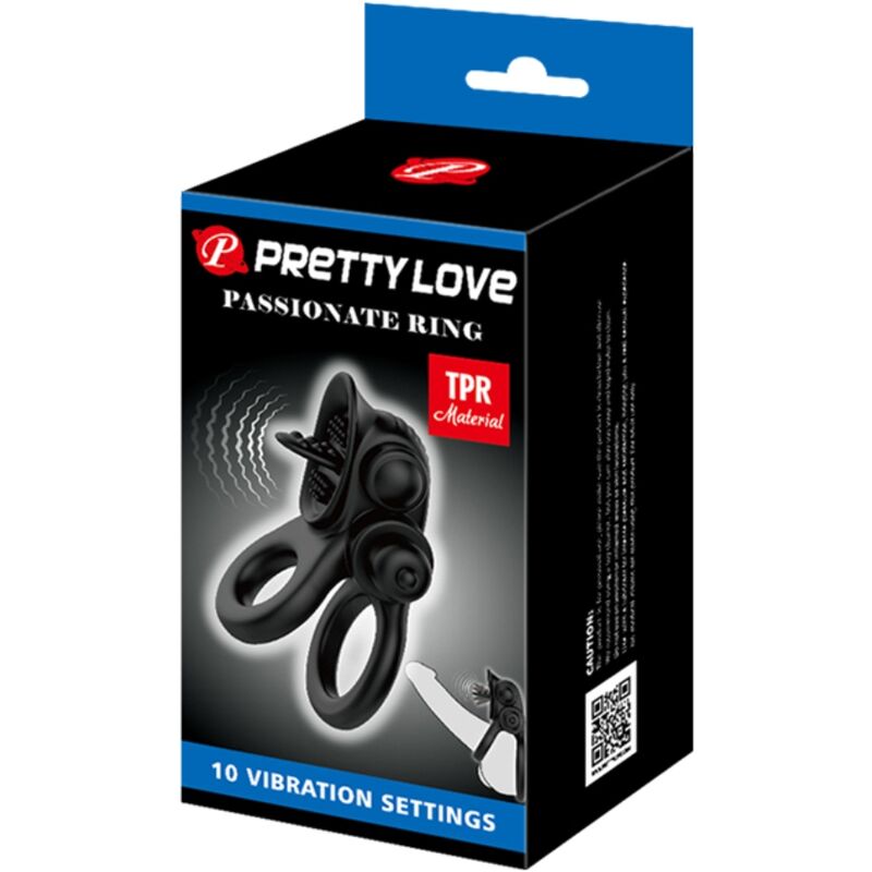 PRETTY LOVE - PASSIONATE RING DOPPELTER VIBRATIONSRING + KLITORIS-STIMULATOR SCHWARZ Klitorisstimulator diskret online kaufen