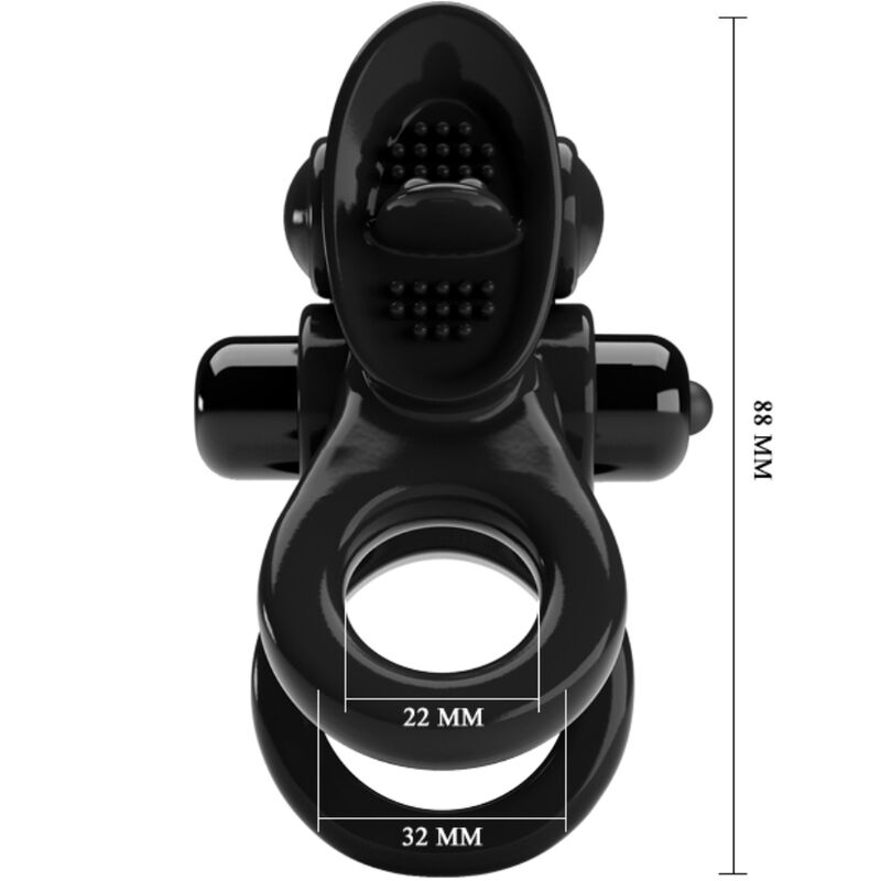 PRETTY LOVE - PASSIONATE RING DOPPELTER VIBRATIONSRING + KLITORIS-STIMULATOR SCHWARZ hochwertiges Sextoy bei Secret Pulse
