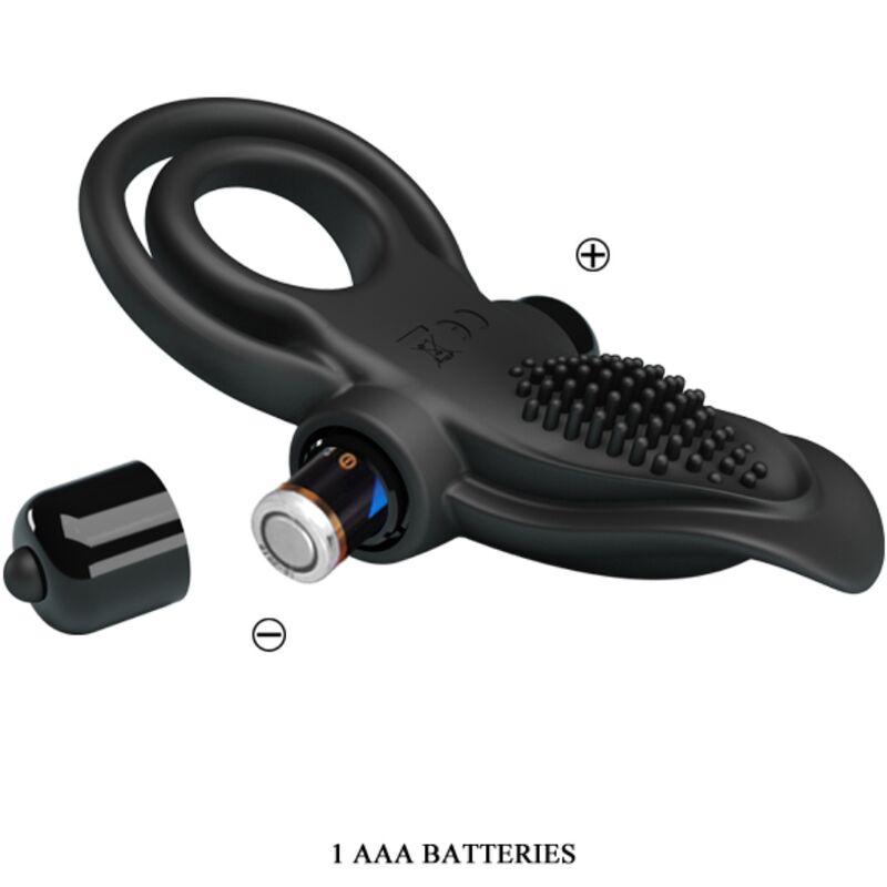 PRETTY LOVE - DOPPELTER VIBRATIONSRING + KLITORISSTIMULATOR 10 VIBRATIONEN SCHWARZ Klitorisstimulator diskret online kaufen