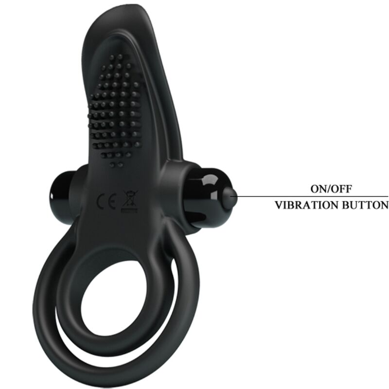 PRETTY LOVE - DOPPELTER VIBRATIONSRING + KLITORISSTIMULATOR 10 VIBRATIONEN SCHWARZ hochwertiges Sextoy bei Secret Pulse