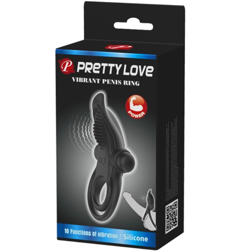 PRETTY LOVE - DOPPELTER VIBRATIONSRING + KLITORISSTIMULATOR 10 VIBRATIONEN SCHWARZ für intensive Stimulation und Self-Love