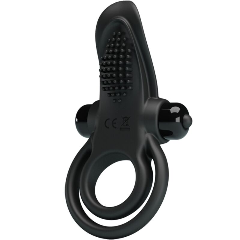 PRETTY LOVE - DOPPELTER VIBRATIONSRING + KLITORISSTIMULATOR 10 VIBRATIONEN SCHWARZ Klitorisstimulator diskret online kaufen
