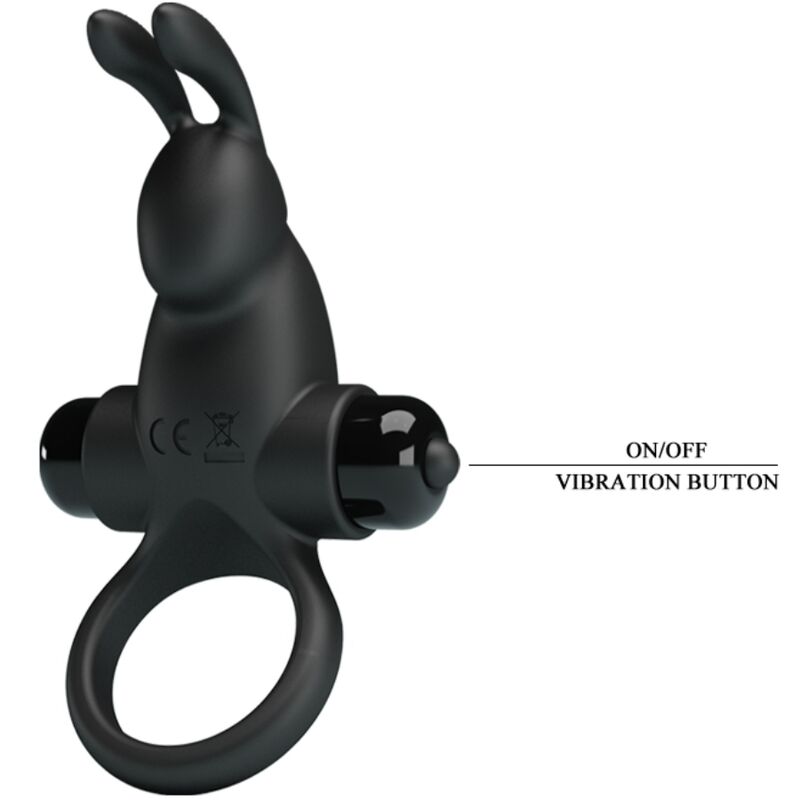 PRETTY LOVE - VIBRATIONSRING + RABBIT-KLITORIS-STIMULATOR 10 VIBRATIONEN SCHWARZ hochwertiges Sextoy bei Secret Pulse