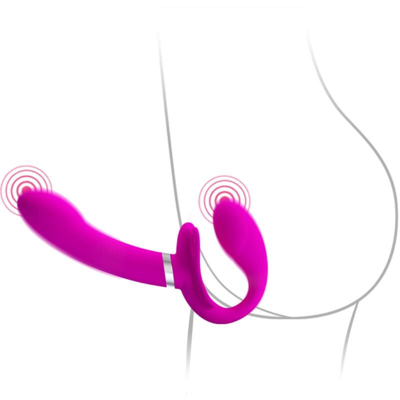 PRETTY LOVE - VALERIE DOPPEL-STRAP-ON-VIBRATOR 12 VIBRATIONEN LILA bei Secret Pulse im Erotikshop