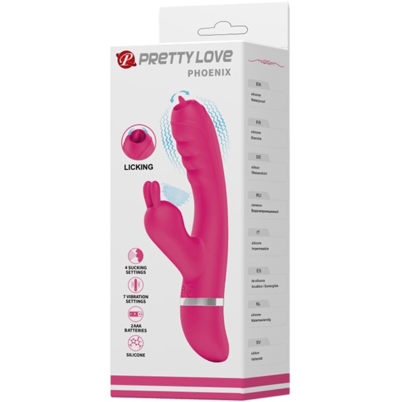 PRETTY LOVE - PHOENIX MULTIFUNKTIONS-KANINCHENVIBRATOR ROSA Vibrator diskret online kaufen