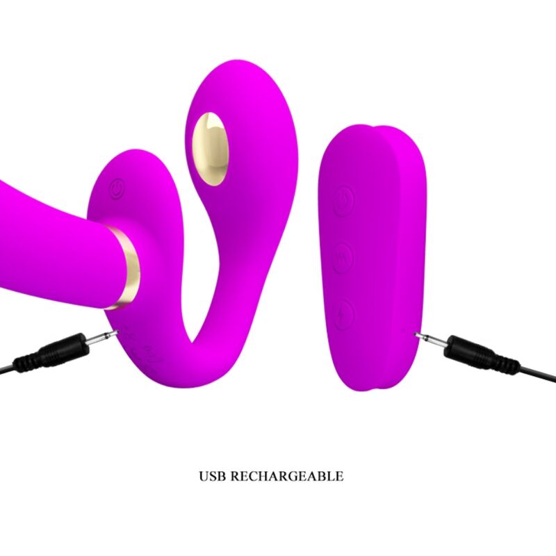 PRETTY LOVE - THUNDERBIRD DOPPELTER STRAP-ON-VIBRATOR MIT FERNBEDIENUNG LILA Strap-On Dildo diskret online kaufen