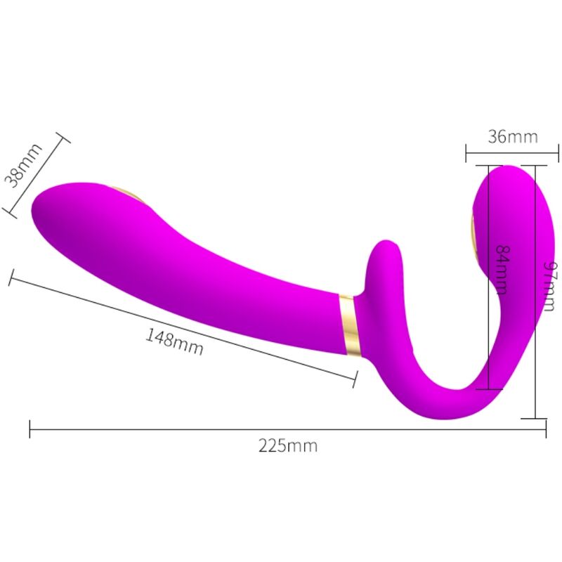 PRETTY LOVE - THUNDERBIRD DOPPELTER STRAP-ON-VIBRATOR MIT FERNBEDIENUNG LILA für sinnliche und diskrete Momente