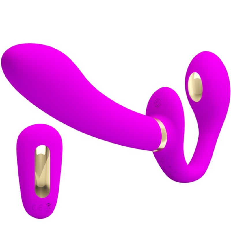 PRETTY LOVE - THUNDERBIRD DOPPELTER STRAP-ON-VIBRATOR MIT FERNBEDIENUNG LILA Strap-On Dildo diskret online kaufen