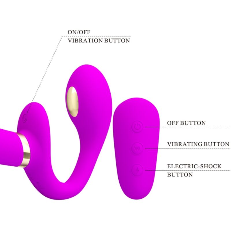 PRETTY LOVE - THUNDERBIRD DOPPELTER STRAP-ON-VIBRATOR MIT FERNBEDIENUNG LILA hochwertiges Intimtoy