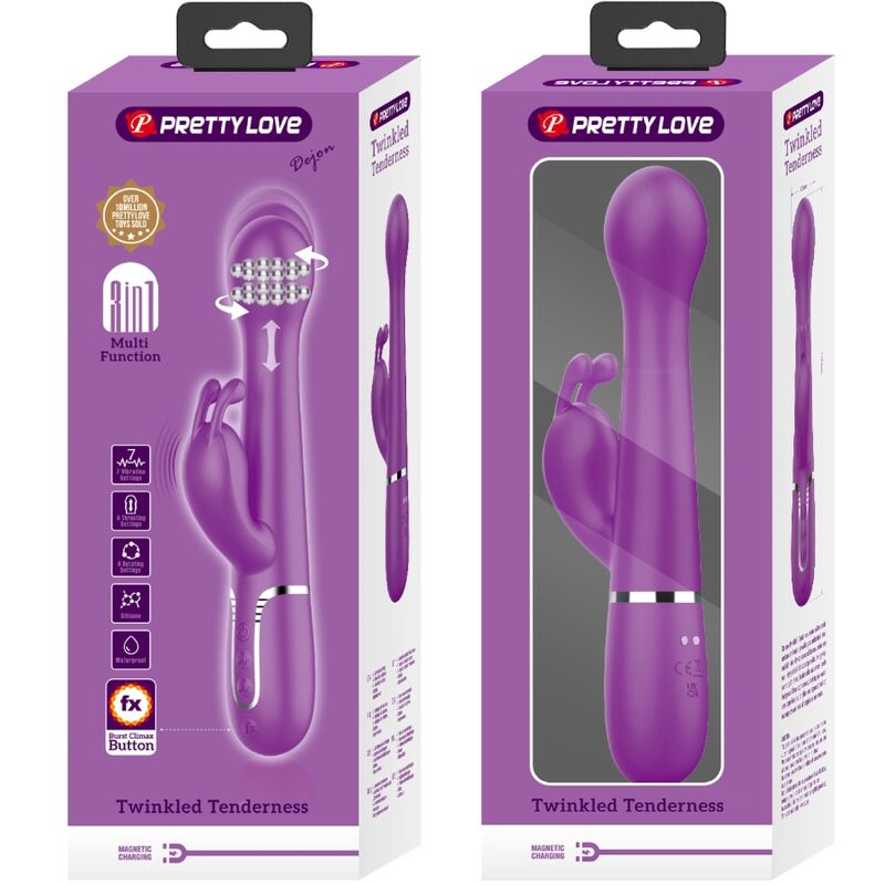 PRETTY LOVE - DEJON 3 IN 1 MULTIFUNKTIONS-RABBIT-VIBRATOR LILA Produktansicht und Details