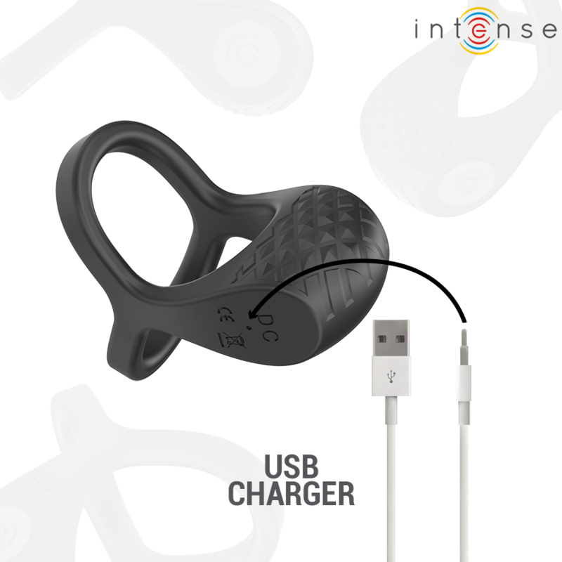 INTENSE - ALEX VIBRATOR DOPPEL-PENISRING 10 VIBRATIONEN SCHWARZ – Penisring Bild 11