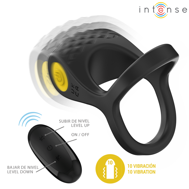 INTENSE - ALEX VIBRATOR DOPPEL-PENISRING 10 VIBRATIONEN SCHWARZ – Penisring Bild 6