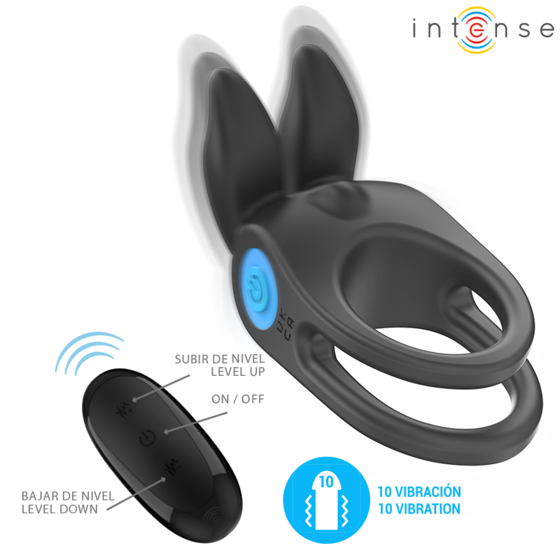 INTENSE - SAM VIBRATOR DOPPEL-PENISRING 10 VIBRATIONEN SCHWARZ bei Secret Pulse im Erotikshop