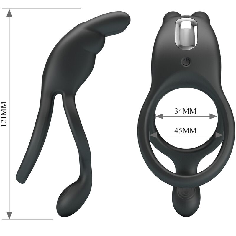 PRETTY LOVE - SETH DOPPEL-VIBRATIONSRING RABBIT 7 VIBRATIONEN SCHWARZ Rabbit Vibrator diskret online kaufen