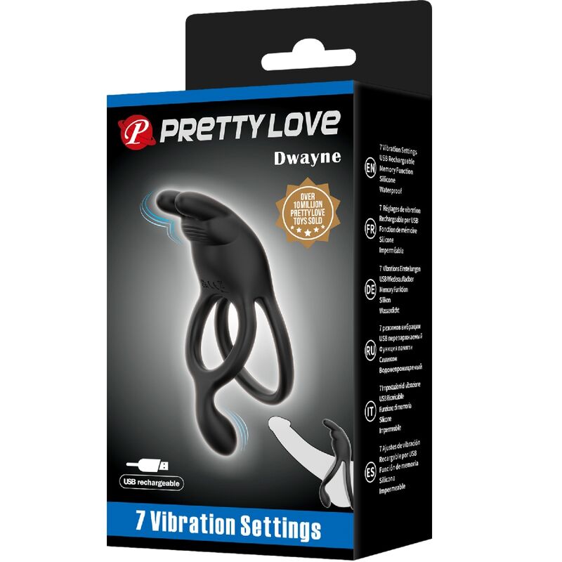 PRETTY LOVE - SETH DOPPEL-VIBRATIONSRING RABBIT 7 VIBRATIONEN SCHWARZ hochwertiges Sextoy bei Secret Pulse