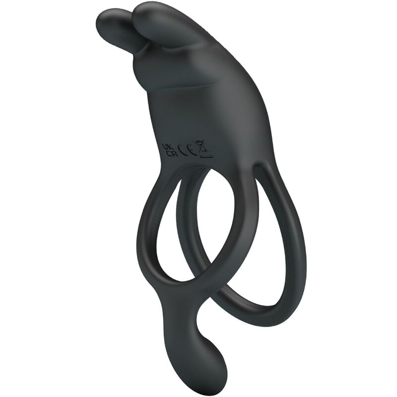 PRETTY LOVE - SETH DOPPEL-VIBRATIONSRING RABBIT 7 VIBRATIONEN SCHWARZ Produktansicht und Details