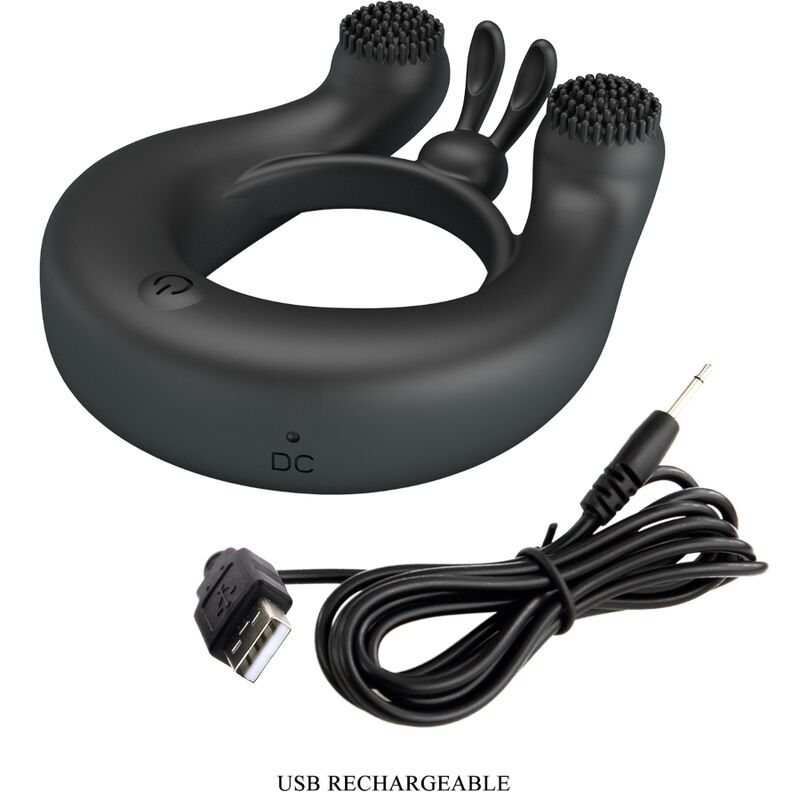 PRETTY LOVE - DAHLIA VIBRATIONSRING + KLITORISSTIMULATOR 12 VIBRATIONEN SCHWARZ Produktansicht und Details