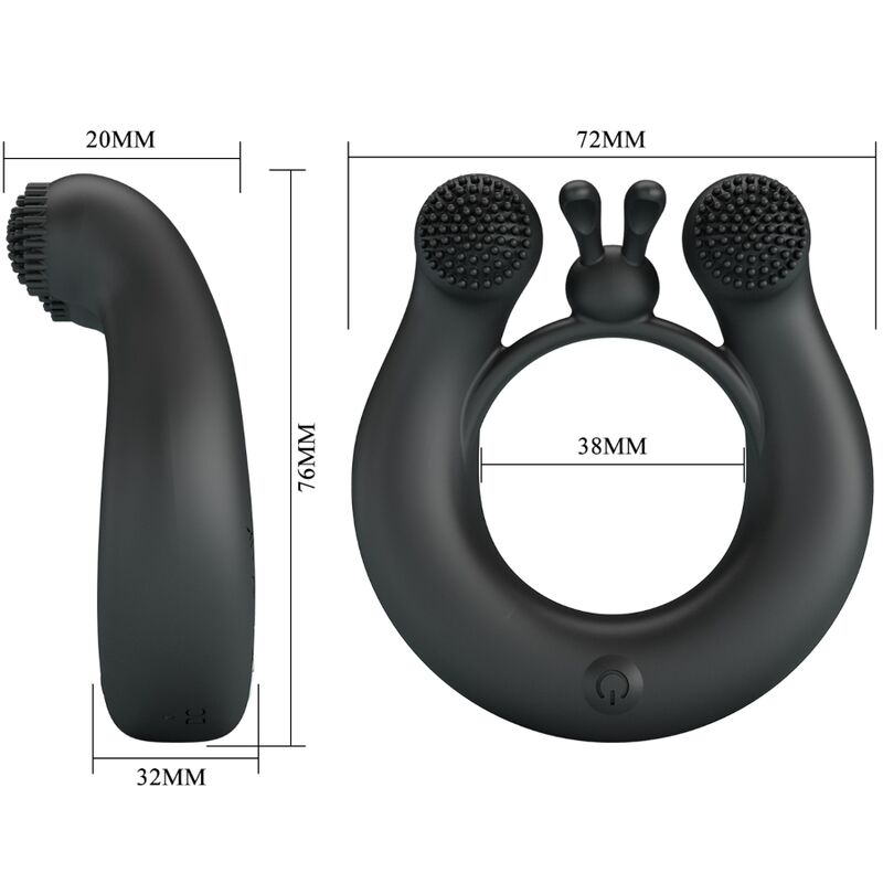 PRETTY LOVE - DAHLIA VIBRATIONSRING + KLITORISSTIMULATOR 12 VIBRATIONEN SCHWARZ Klitorisstimulator diskret online kaufen