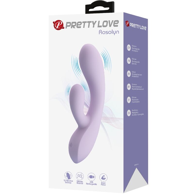 PRETTY LOVE - ROSOLYN RABBIT VIBRATOR 10 VIBRATIONEN LILA Produktansicht und Details