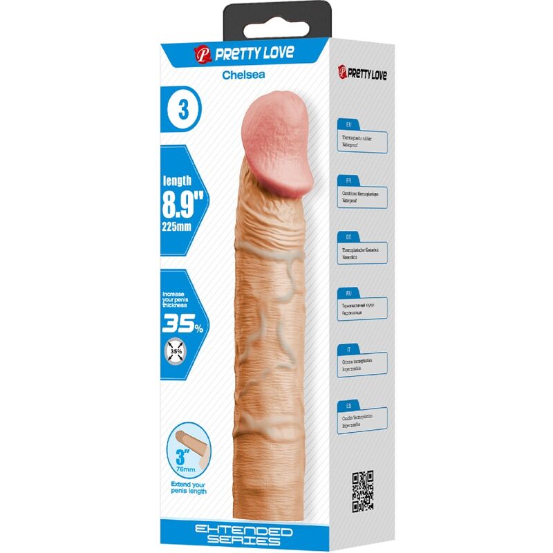 PRETTY LOVE - CHELSEA PENISHÜLLE MIT 7,6 CM VERLÄNGERUNG FLEISCH – Penishülle Bild 5