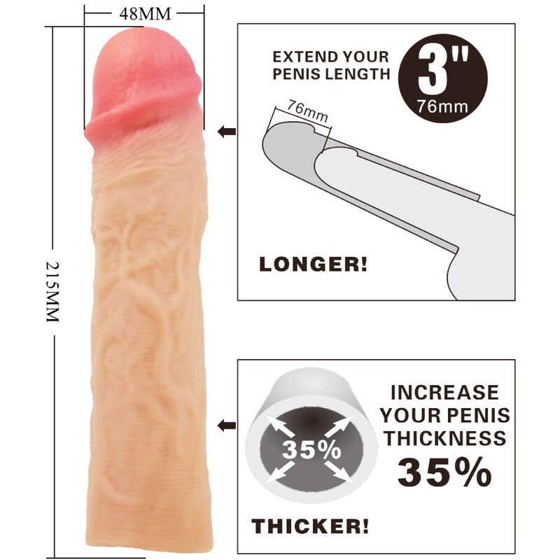 PRETTY LOVE - DEREK PENISHÜLLE MIT 7,6 CM VERLÄNGERUNG FLEISCH – Penishülle Bild 4