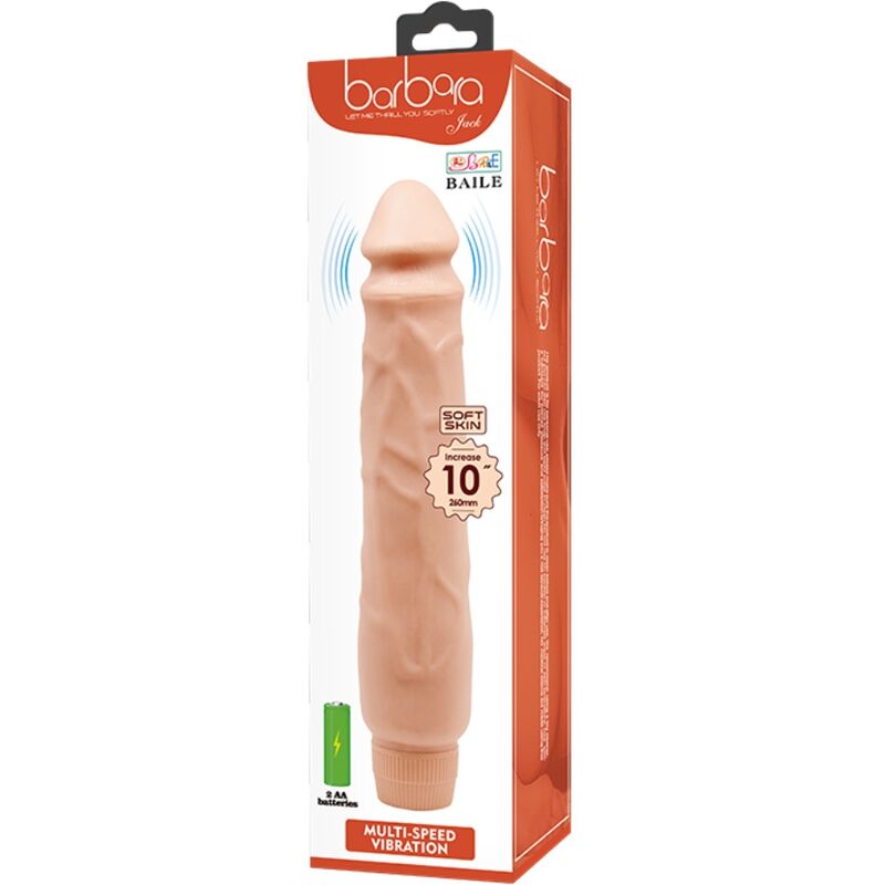 BAILE JACK Realistischer Vibrator 26 cm – Hautfarbe, Vibration, TPR für intensive Stimulation und Self-Love