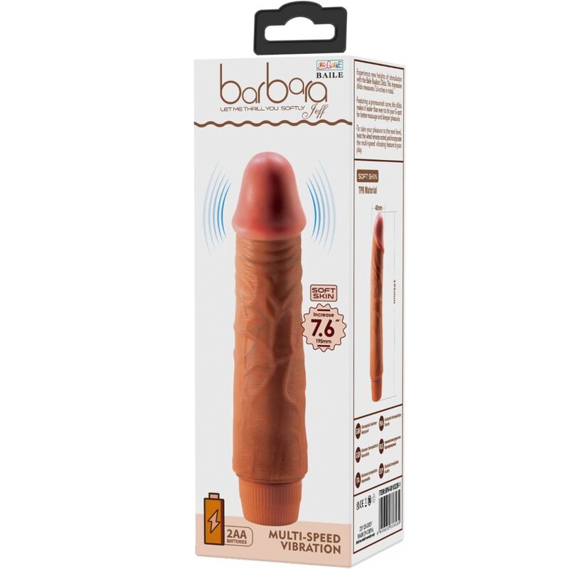 BAILE JEFF Realistischer Vibrator 19,5 cm Mulatte | TPR Vibrator diskret online kaufen