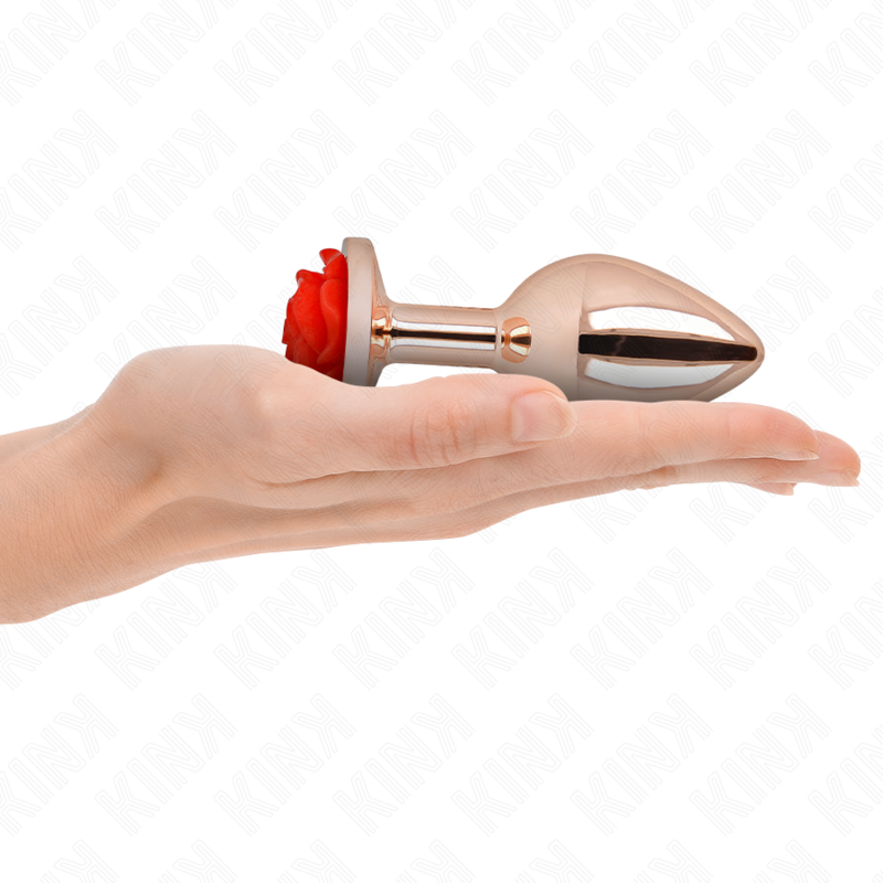 KINK - ROSA GOLDENER ANALSTECKER MIT ROTER ROSE L bei Secret Pulse im Erotikshop